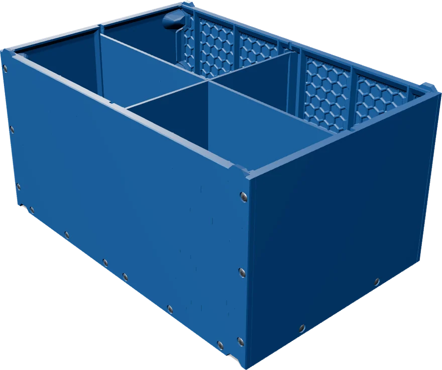 Bac de stockage plastique bleu détectable sur mesure